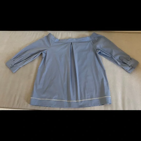 Theory Blue Off The shoulder Top - Size S - Picture 3 of 8